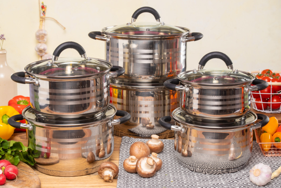 Набір кухонного посуду (каструль) Edenberg EB-2414 з неіржавкої сталі 12 предметів (2.1–6.6 л), фото 1