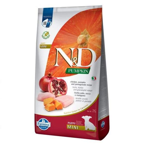 Farmina N&D Grain Free сухий корм для цуценят малих порід курка гарбуз 7 кг