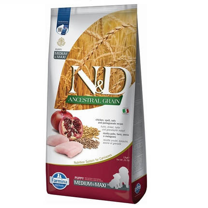 Farmina N&D Low Grain сухий корм для цуценят середніх та великих порід курка гранат 12 кг, фото 1