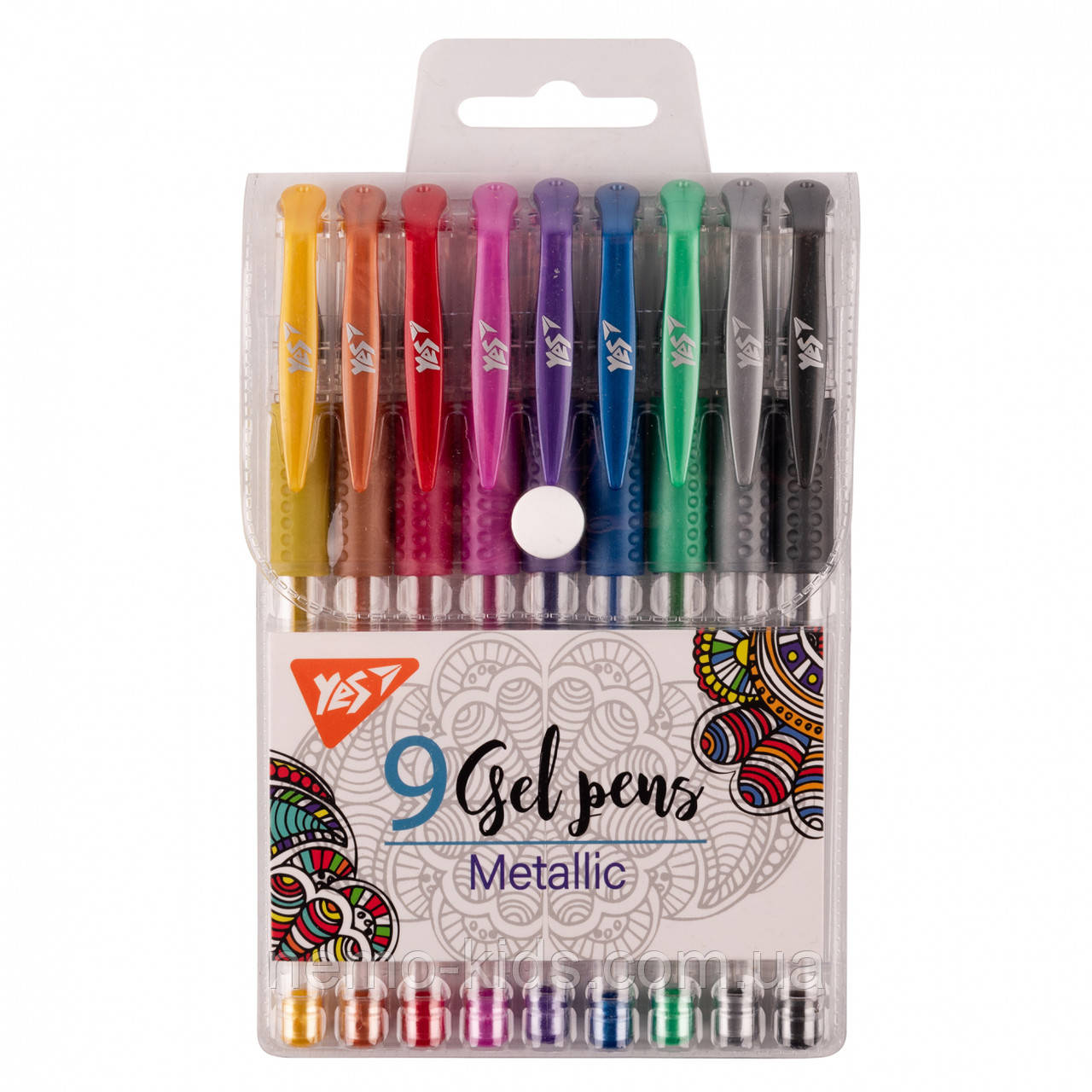 Набір гелевих ручок "Metallic" 9шт, слюда 15*10*15см, ТМ YES, Україна, фото 1
