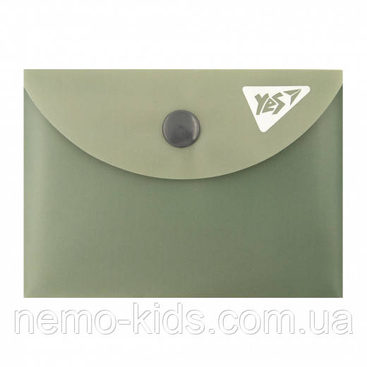 Папка-конверт A7 на кнопці Fusion зелений 10*7,5см, ТМ YES, Україна, фото 1