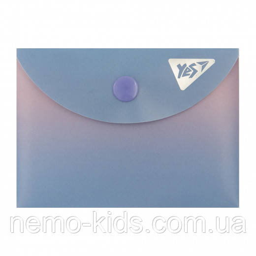 Папка-конверт A7 на кнопці Fusion, рожево-блакитна 10*7,5см, ТМ YES, Україна, фото 1