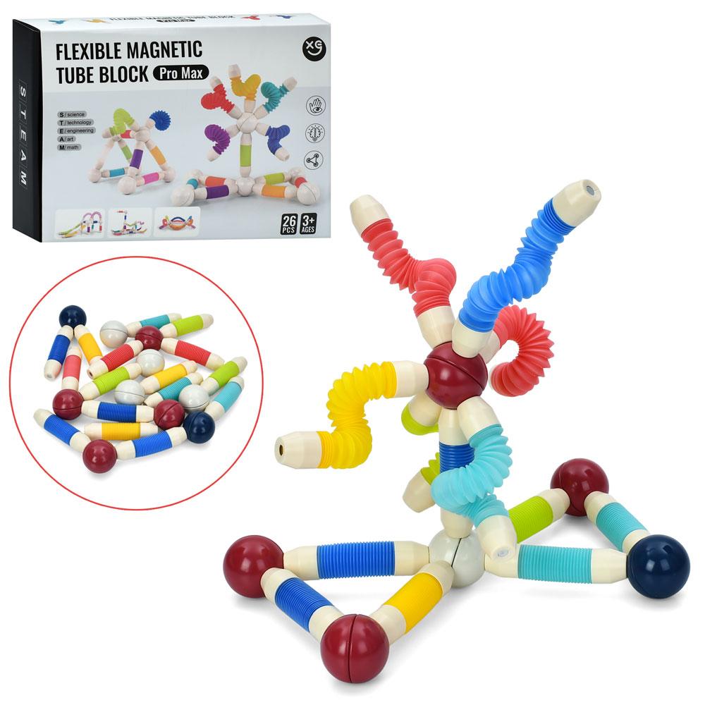 Конструктор XC-F1 (30 шт.) магнітний, Tube Block, 26де, у корці, 30-22,5-6 см, фото 1