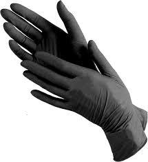Рукавички чорні  нітрилові неопудрені (без пудри) M, L, фото 1