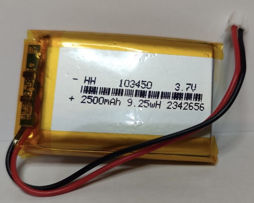 Акумулятор 103450 2500mAh 3.6 V Li-pol призматичний з роз'ємом, фото 1