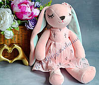 Мягкая игрушка плюшевый кролик девочка милый зайчик в розовом платье 35 см