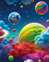 Картина мозаїка НікіТошка Кольорові планети (NT169) 40 х 50 см (На підрамнику)