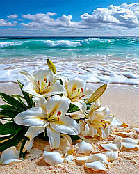 Мозаїка алмазна My Art Лілії біля моря з голограмними стразами (AR-3268) 40 х 50 см (На підрамнику)