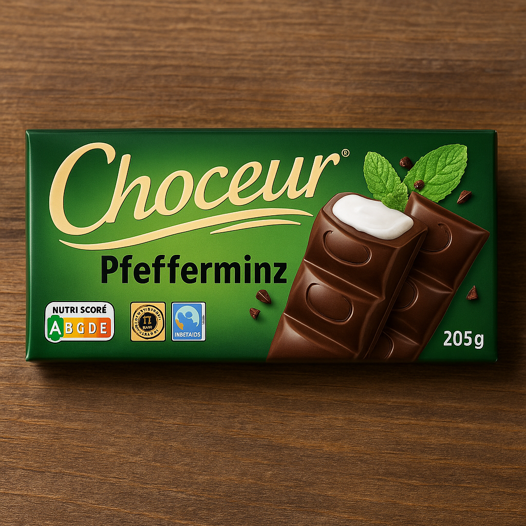 Шоколад молочний Choceur з перцевою м'ятою 200 г Німеччина, фото 1