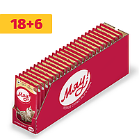 Влажный корм Мяу для кошек с курицей нежном соусе 85г 18+6шт (24шт)