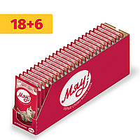 Влажный корм Мяу для кошек с кроликом в нежном соусе 85г 18+6шт (24шт)