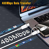 Кабель Type C - Type C + Lightning 60W для iPhone, MacBook, Android, фото 4