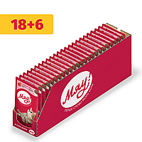 Влажный корм Мяу для для кошек желе с говядиной и овощами 85г 18+6шт (24шт)