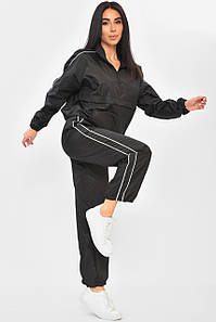 Спортивний костюм жіночий плащівка чорного кольору р.42-44 203747P
