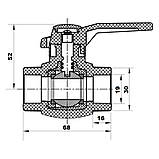 Кран поліпропіленовий кульовий 20 мм PPR для гарячої води Koer Чехія, фото 2