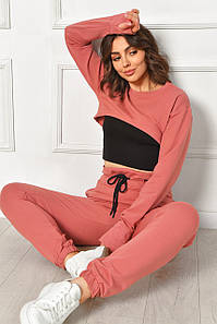 Спортивний костюм жіночий трійка рожевого кольору 204499P