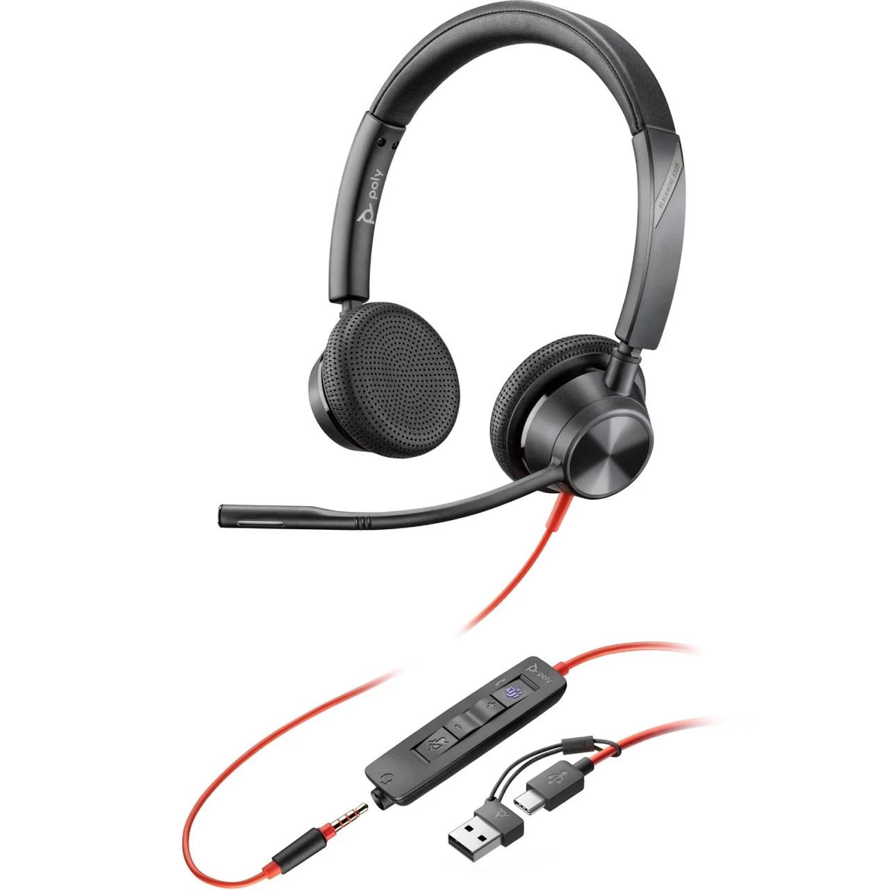 Гарнітура Poly BlackWire C3325 USB-C HS Stereo +3.5mm Plug +USB-C/A Adapter