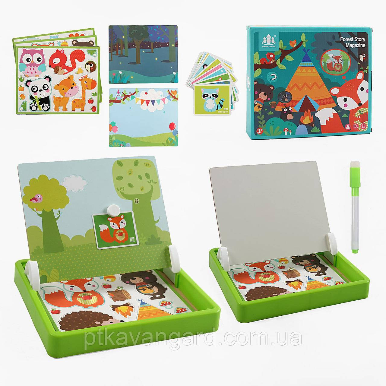 Магнітні пазли для найменших (дерев'яна дошка, маркер, картки, магніт, назви англійською мовою), фото 1