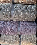 Велюрове покривало 230х250см. з наволочками 50х70см. Стильне покривало на ліжко з вишивкою євро розмір, фото 5