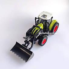 Трактор із ковшем на радіокеруванні на акумуляторі 3.7V Світло Гумові колеса Розмір 29 см Green, фото 3