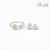 Комплект срібних прикрас "Орхідея" набір: кільце та сережки з фіанітом — срібло 925 проби EGYPT SILVER