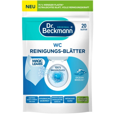 Засіб для чищення унітазу Dr. Beckmann Magic Leaves Розчинні серветки Океанський бриз 20 шт. (4008455097114), фото 1