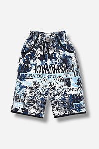 Бриджі дитячі для хлопчика синього кольору з принтом 203532P