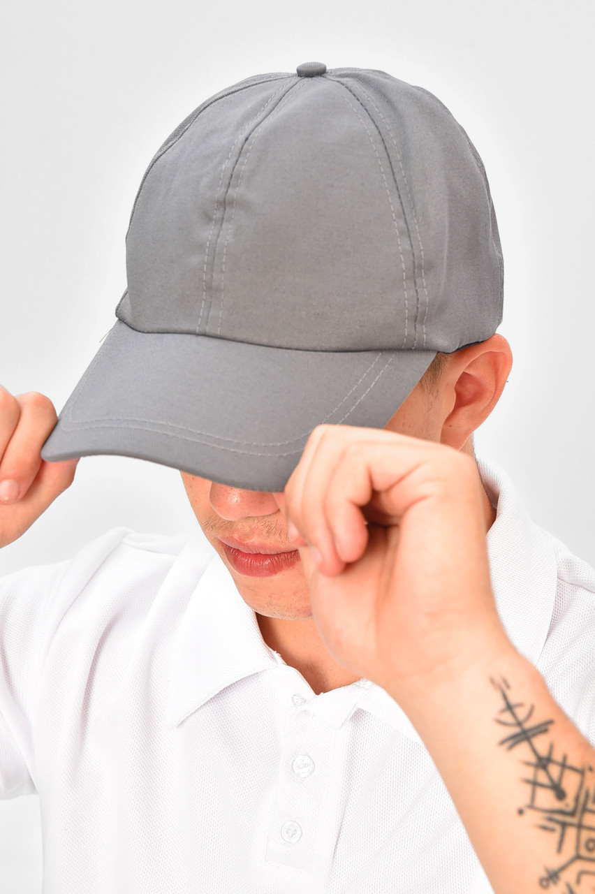 Кепка чоловіча однотонна темно-сірого кольору 203029P, фото 1