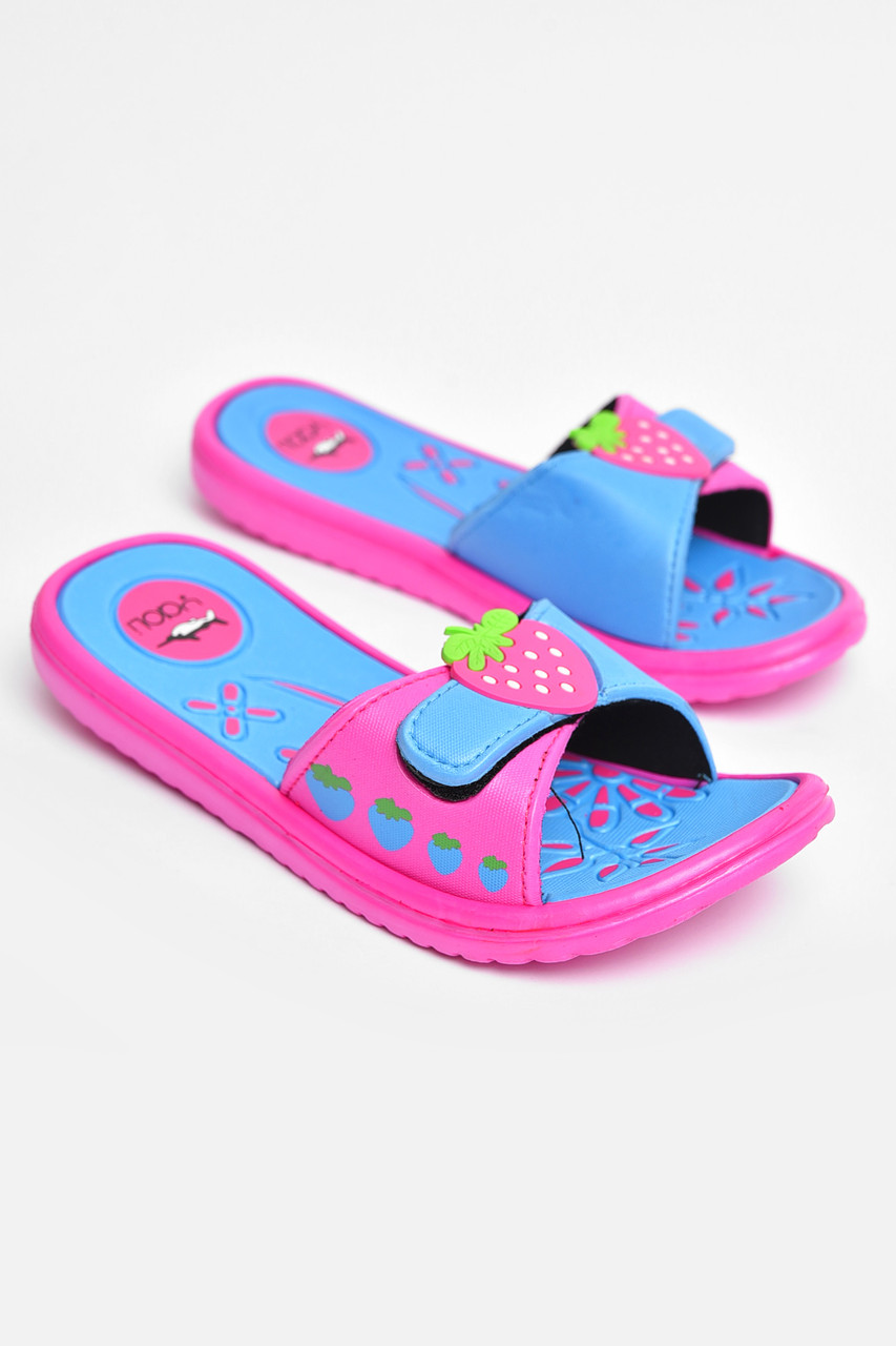 Шльопанці дитячі для дівчинки рожевого кольоу з полуницею 204387P, фото 1
