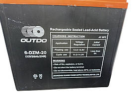 OUTDO 6-DZM-20 GEL, Тяговий Мотоакумулятор Гелевий 12 В 20 А·г для Скутерів і Мототехніки та Електровелосипедів