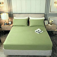 Простирадло на резинці 160*200*25 Оливкове, Сатин - бавовна, ТМ Krispol (160.90619)