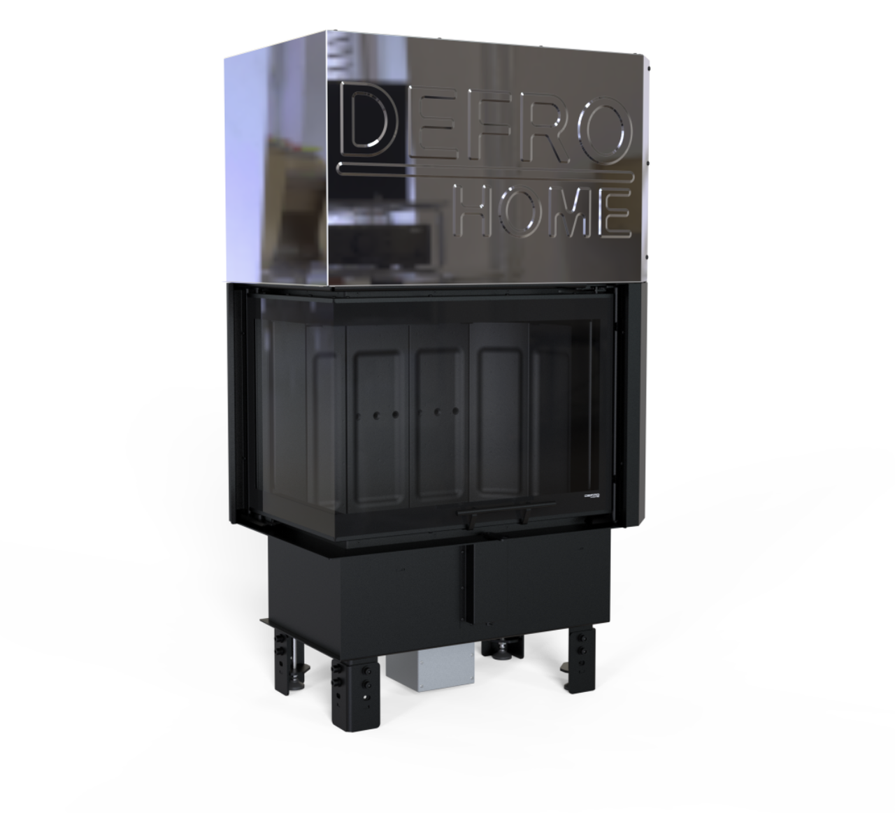 Камінна топка Defro Home Сталева кутова топка IMPULS SM BL G Камінні топки з гільйотиною 8 кВт чорний шамот