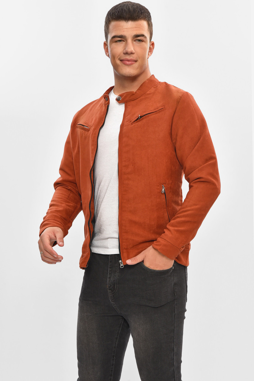 Бомбер чоловічий теракотовий замшевий 204449P, фото 1
