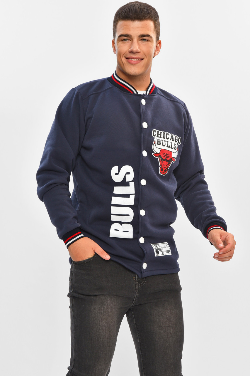 Бомбер чоловічий на флісе синього кольору р.M 204450P, фото 1