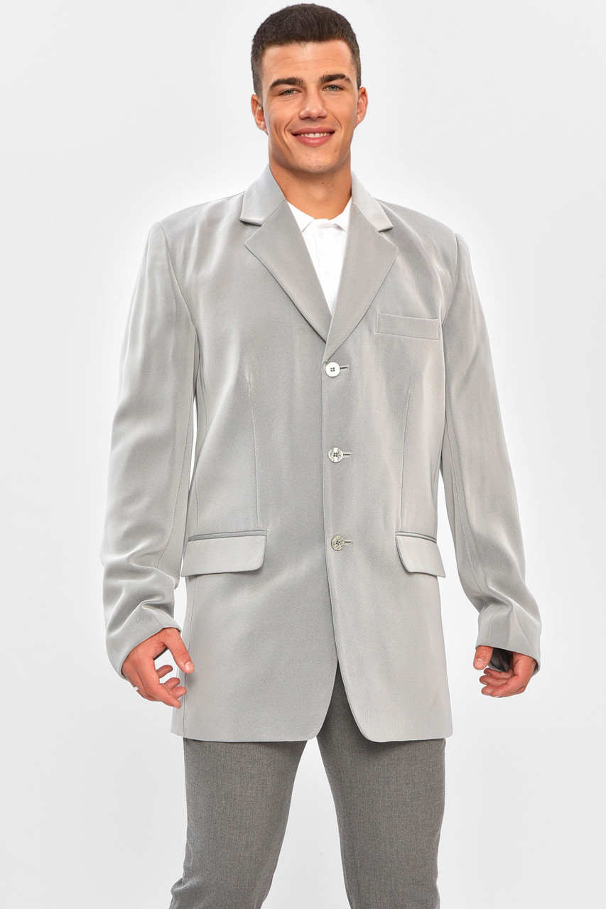 Піджак чоловічий однотонний сірого кольору р.48 204328P, фото 1