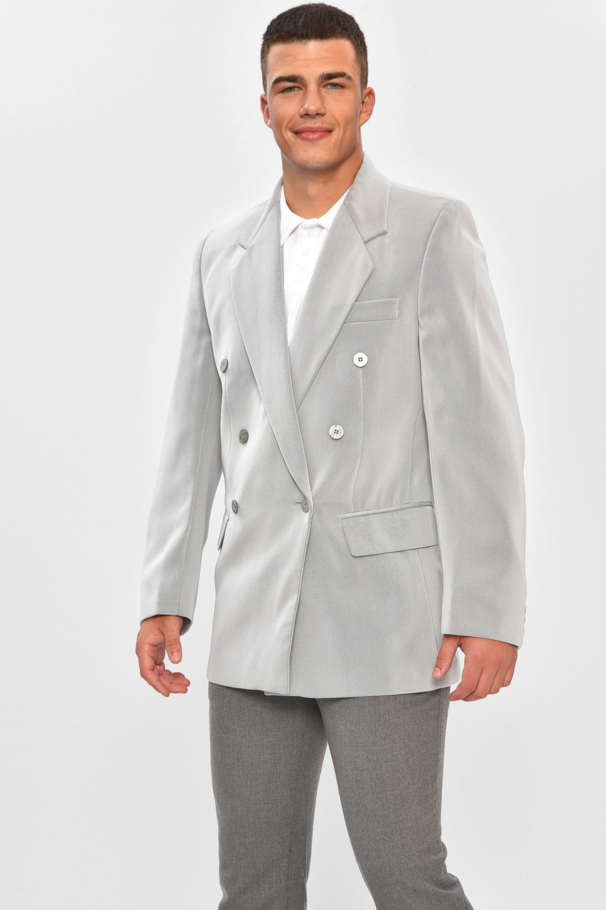 Піджак чоловічий однотонний сірого кольору р.46 204330P, фото 1