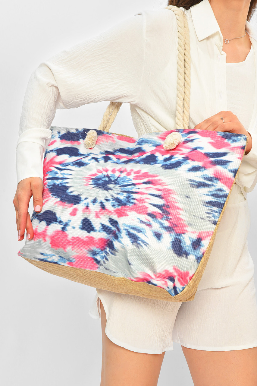 Сумка пляжна жіноча блакитного кольору з принтом 203830P, фото 1