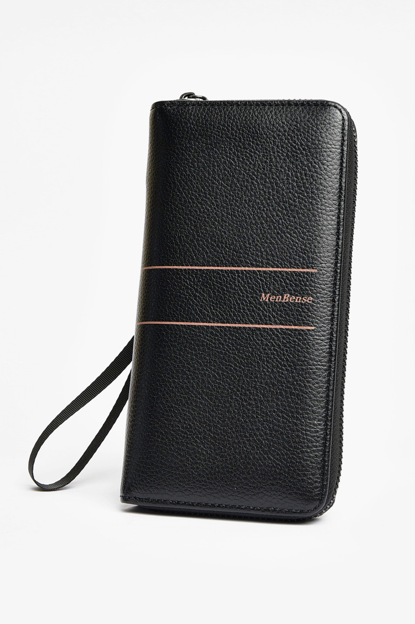 Гаманець-портмоне чоловічий з екошкіри чорного кольору 204002P, фото 1