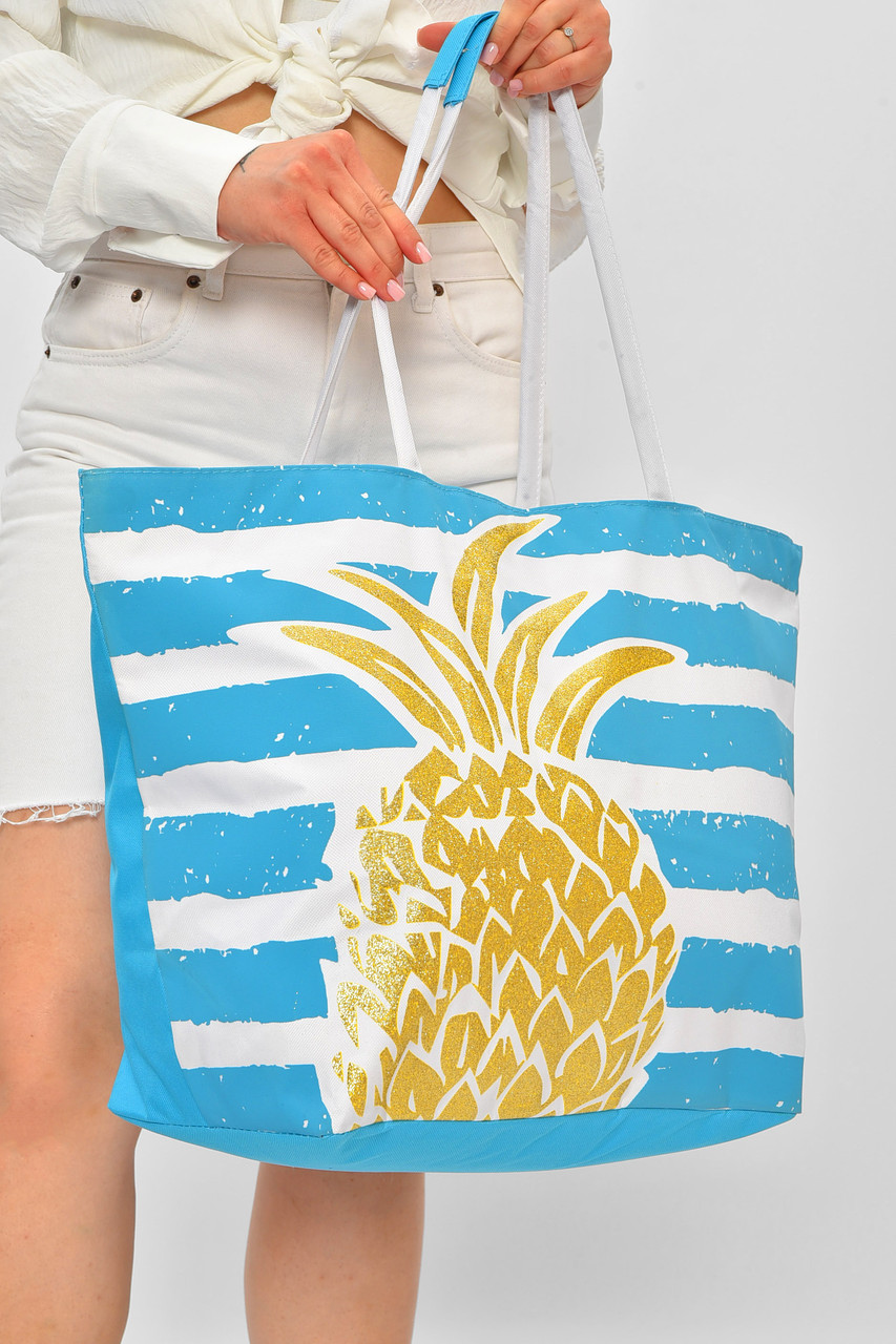 Сумка пляжна жіноча блакитного кольору з принтом 203847P, фото 1