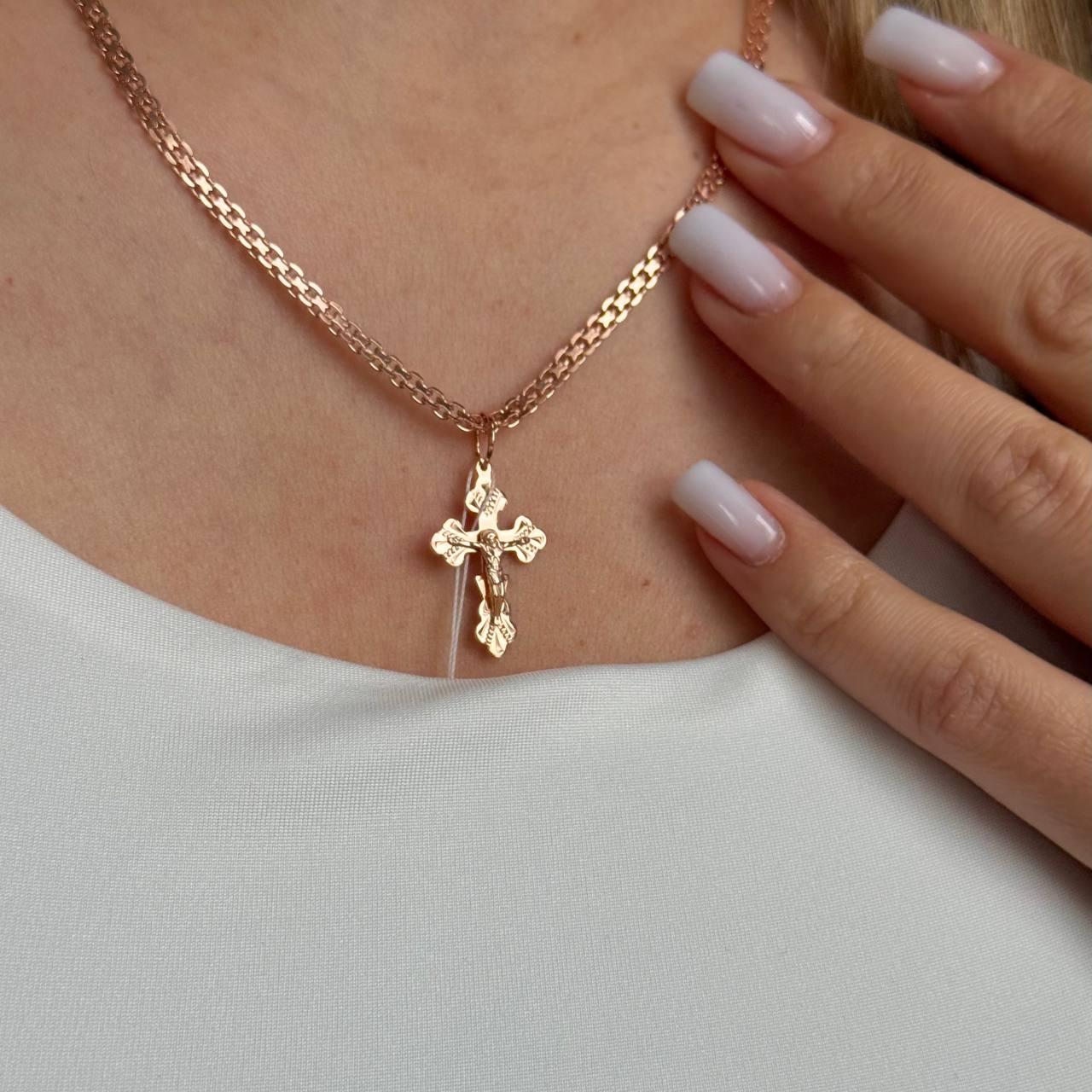 Срібний комплект в позолоті Хрестик і Ланцюжок Бисмарк