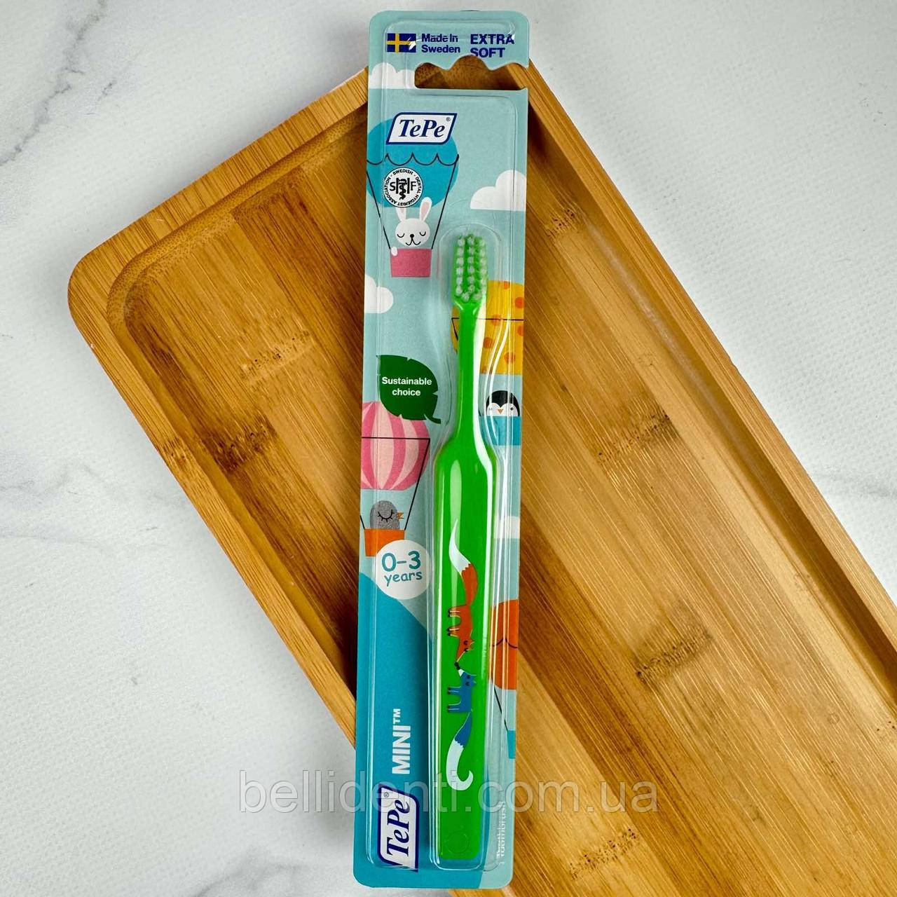 Дитяча зубна щітка TePe Mini X-soft (від 0 до 6 років), рожева Зелений, фото 1