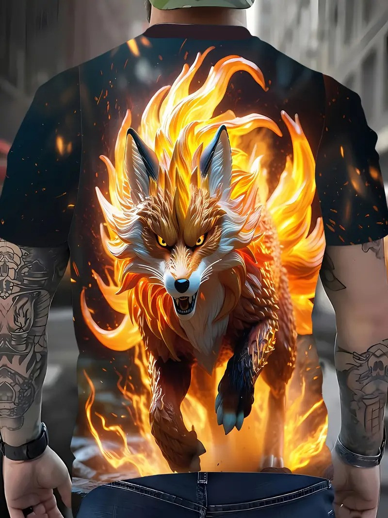 Футболка чоловіча 3D-принт Вогняний лис термо дихаюча L 52 LuxAurum322, фото 1