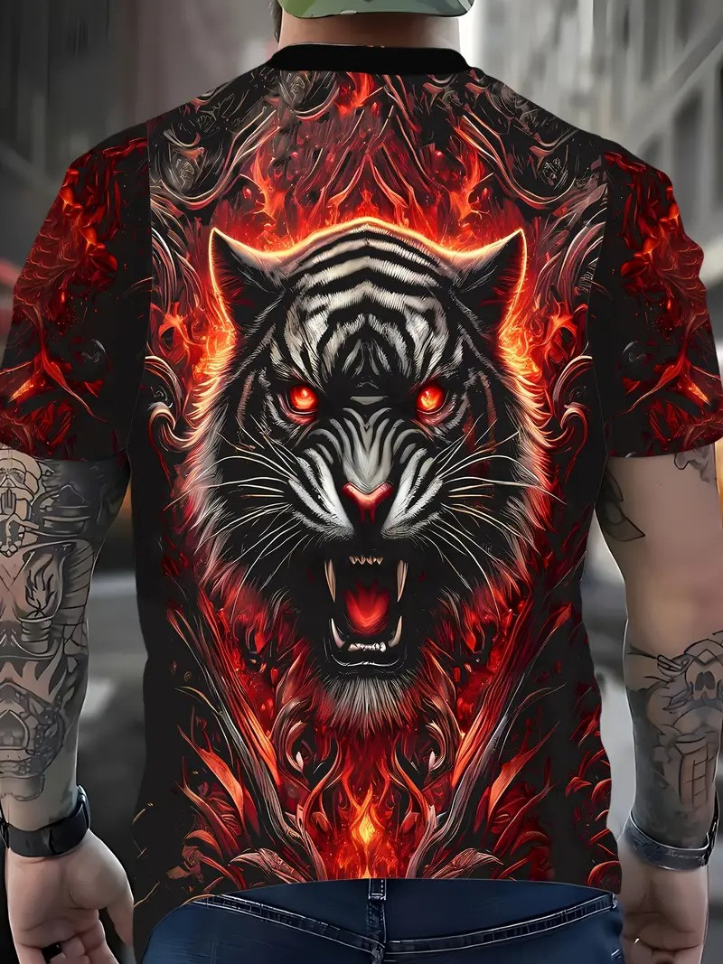 Футболка чоловіча 3D-принт Злий тигр термо дихаюча M 50 LuxAurum323, фото 1