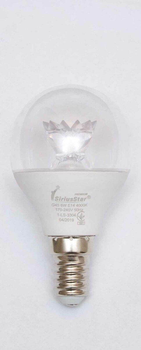 Світлодіодна лампа SIRIUSSTAR 3304 G45 crystal 6W-4000K-E14, фото 1