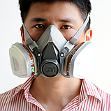Респіраторна маска 3M 6200 з фільтрами 6001+5N11+501 | Захисний комплект для дихання багаторазовий, фото 2