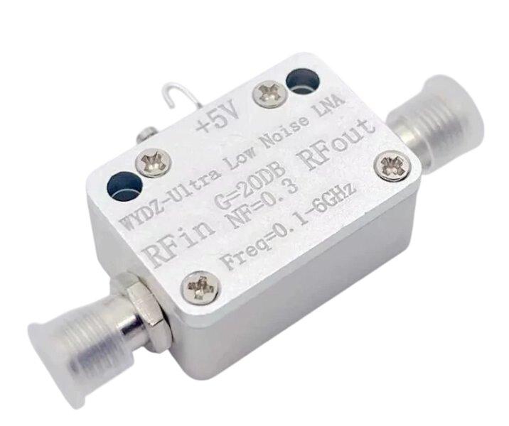 Підсилювач радіосигналів LNA 100MHz-6000MHz 20dB, надмалошумний NF=0.3, 5V/70mА, SMA-female, Dykbcells