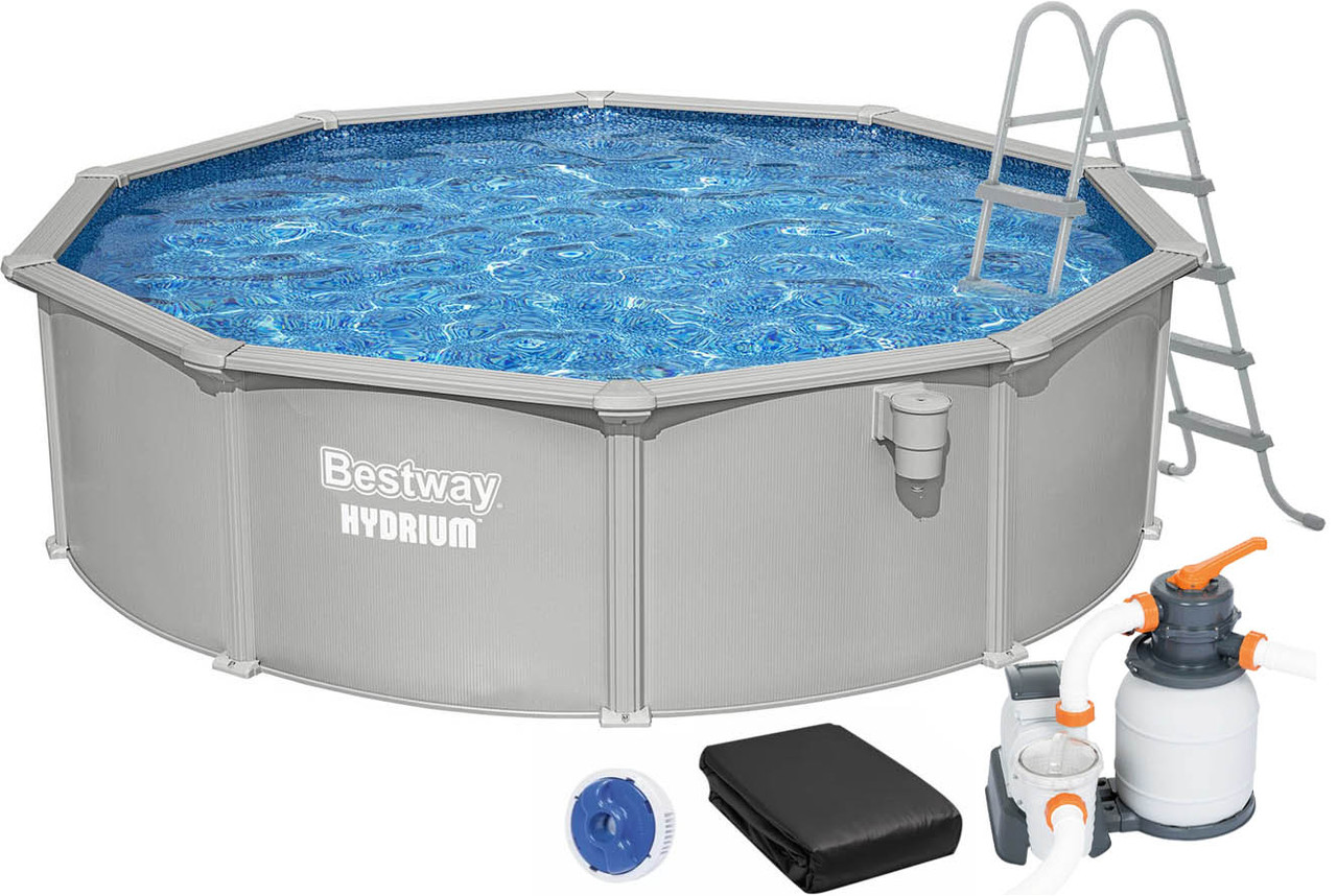 Збірний басейн Bestway Hydrium 56384 (460х122 см) з пісочним фільтром, драбиною і тентом