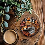 Підставка під чашку дерево з лисицею 10 см, фото 2