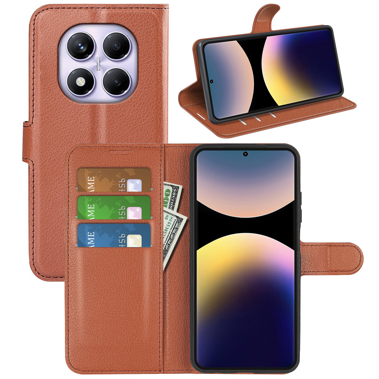 Чохол-книжка Litchie Wallet для Xiaomi Redmi Note 14 Pro 4G Brown, фото 1