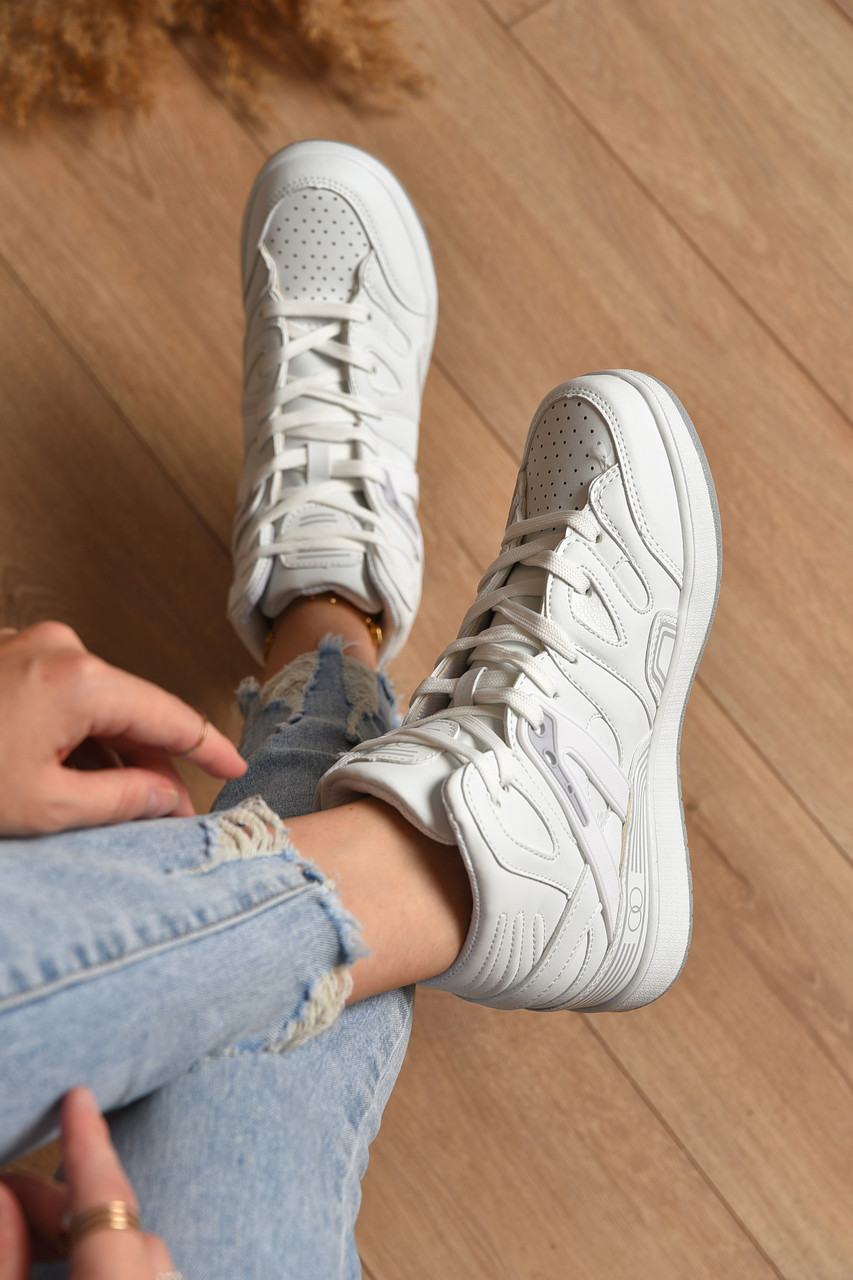 Кросівки жіночі білого кольору на шнурівці 187326T Безкоштовна доставка, фото 1